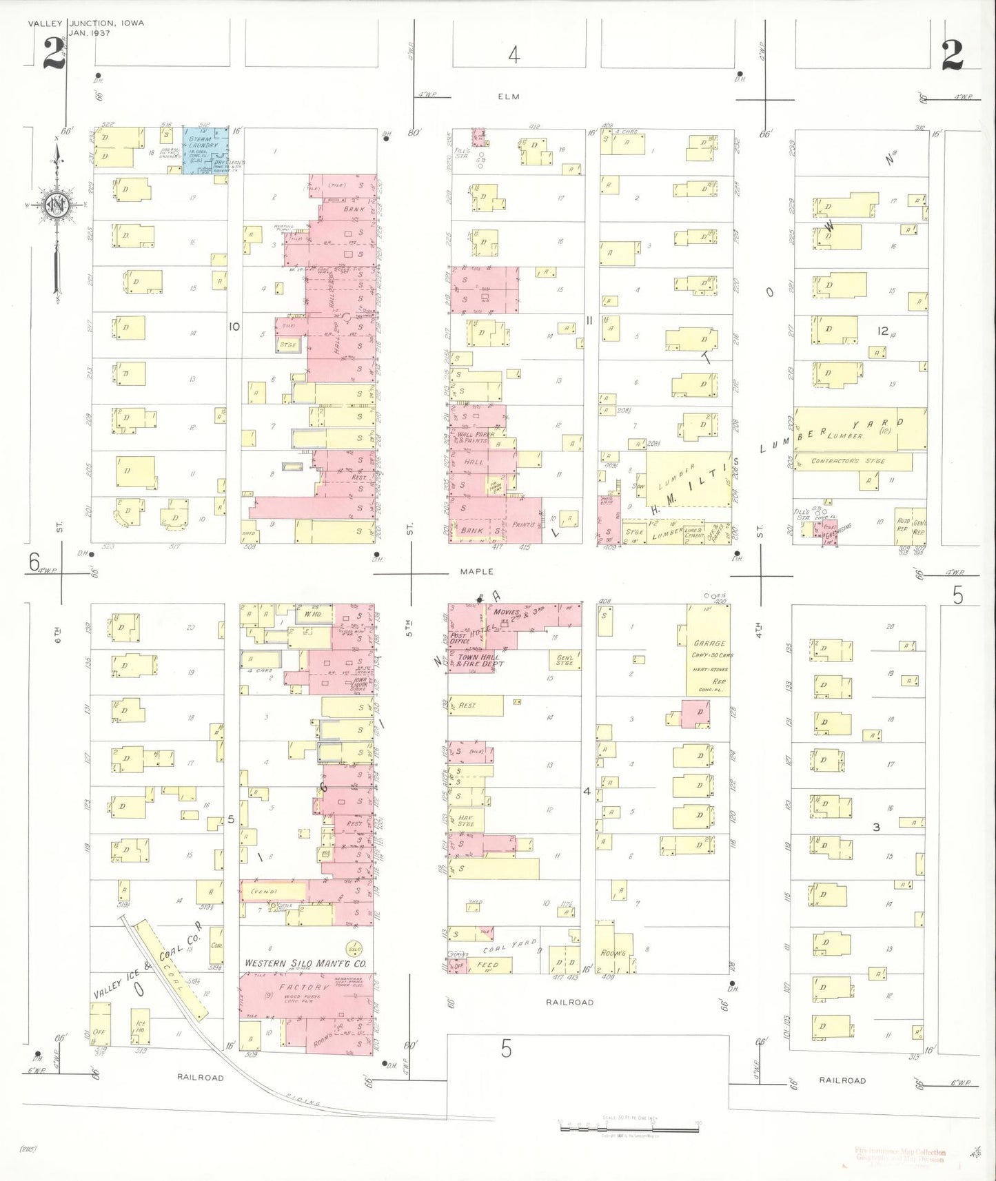 Sanborn Fire Insurance Map from Valley Junction, Polk County, Iowa (1937), Sheet #0002 - Historic Sanborn Fire Insurance Map Print