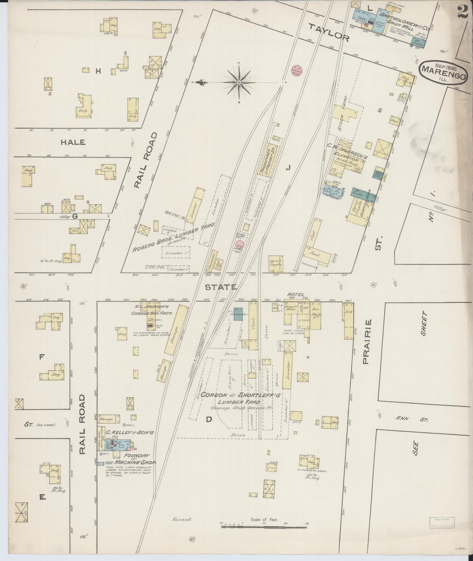 Sanborn Fire Insurance Map from Marengo, McHenry County, Illinois (1885), Sheet #0002 - Complete Map Set gallery image, historic Sanborn map, vintage wall art, Illinois Illinois