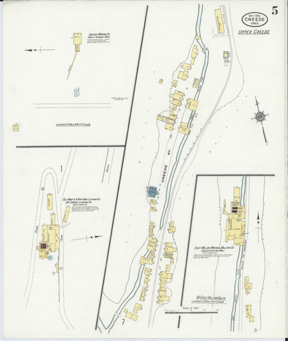 Sanborn Fire Insurance Map from Creede, Mineral County, Colorado (1910), Sheet #0005 - Complete Map Set gallery image, historic Sanborn map, vintage wall art, Colorado Colorado
