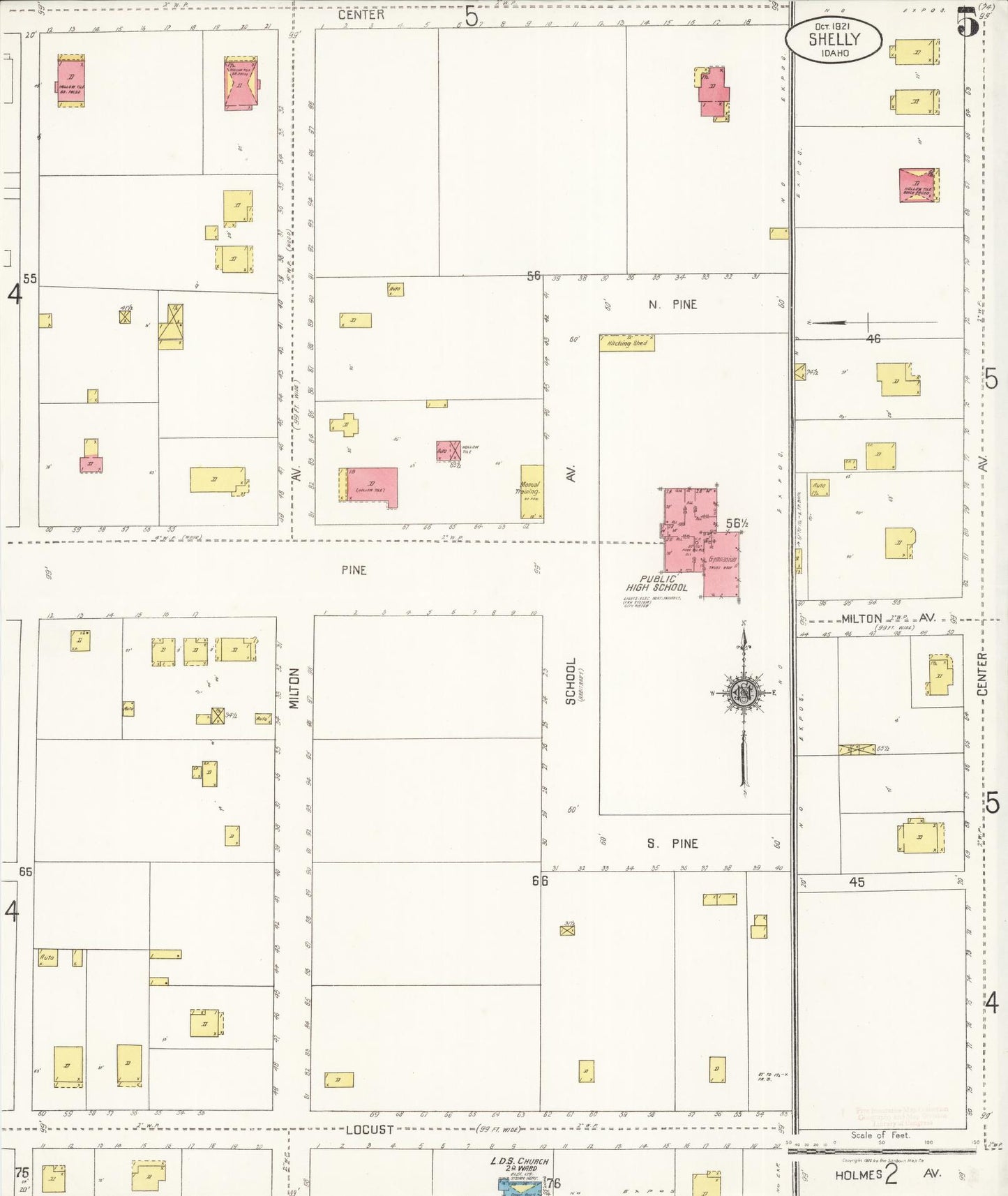 Sanborn Fire Insurance Map from Shelley, Bingham County, Idaho (1921), Sheet #0005 - Complete Map Set gallery image, historic Sanborn map, vintage wall art, Idaho Idaho