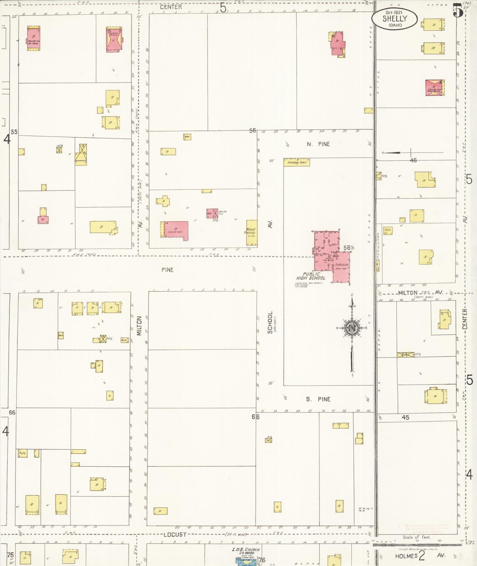 Sanborn Fire Insurance Map from Shelley, Bingham County, Idaho (1921), Sheet #0005 - Complete Map Set gallery image, historic Sanborn map, vintage wall art, Idaho Idaho