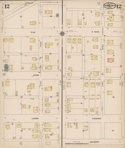 Sanborn Fire Insurance Map from Van Buren, Crawford County, Arkansas (1922), Sheet #0012 - Complete Map Set gallery image, historic Sanborn map, vintage wall art, Arkansas Arkansas