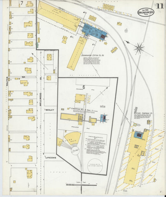 Sanborn Fire Insurance Map from Brownwood, Brown County, Texas (1904), Sheet #0011 - Historic Sanborn Fire Insurance Map Print, vintage old map wall art, antique decor, genealogy gift, Texas Texas map