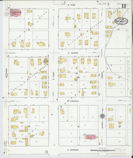 Sanborn Fire Insurance Map from Boyne City, Charlevoix County, Michigan (1919), Sheet #0011 - Historic Sanborn Fire Insurance Map Print, vintage old map wall art, antique decor, genealogy gift, Michigan Michigan map