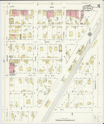 Sanborn Fire Insurance Map from Mount Olive, Macoupin County, Illinois (1910), Sheet #0006 - Complete Map Set gallery image, historic Sanborn map, vintage wall art, Illinois Illinois