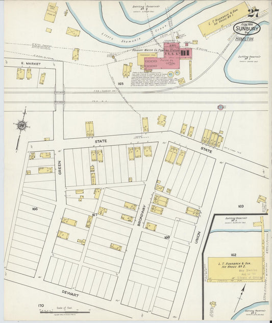 Sanborn Fire Insurance Map from Sunbury, Northumberland County, Pennsylvania (1918), Sheet #0027 - Historic Sanborn Fire Insurance Map Print, vintage old map wall art, antique decor, genealogy gift, Pennsylvania Pennsylvania map