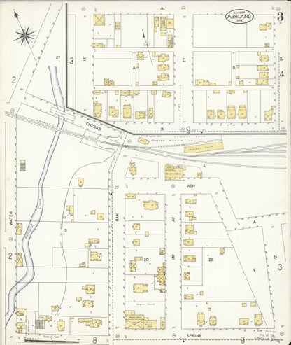 Sanborn Fire Insurance Map from Ashland, Jackson County, Oregon (1907), Sheet #0003 - Complete Map Set gallery image, historic Sanborn map, vintage wall art, Oregon Oregon
