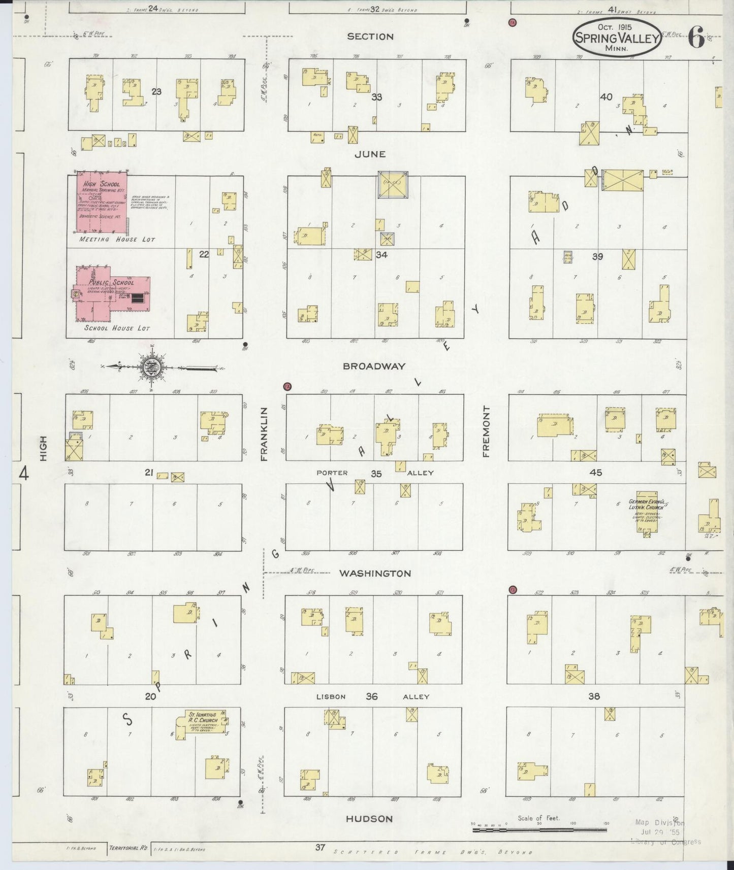 Sanborn Fire Insurance Map from Spring Valley, Fillmore County, Minnesota (1915), Sheet #0006 - Complete Map Set gallery image, historic Sanborn map, vintage wall art, Minnesota Minnesota