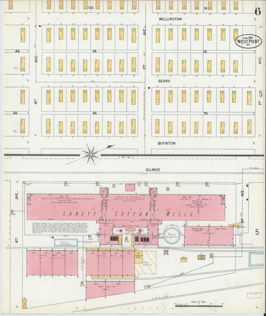 Sanborn Fire Insurance Map from West Point, Troup County, Georgia (1900), Sheet #0006 - Historic Sanborn Fire Insurance Map Print, vintage old map wall art, antique decor, genealogy gift, Georgia Georgia map