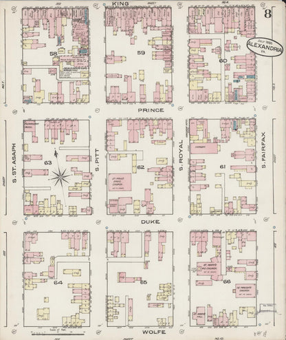 Sanborn Fire Insurance Map from Alexandria, Independent Cities, Virginia (1885), Sheet #0008 - Complete Map Set gallery image, historic Sanborn map, vintage wall art, Virginia Virginia