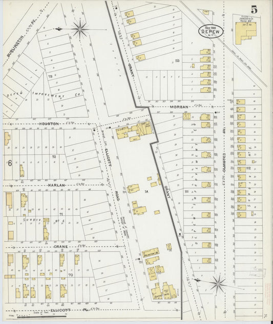 Sanborn Fire Insurance Map from Depew, Erie County, New York (1905), Sheet #0005 - Historic Sanborn Fire Insurance Map Print, vintage old map wall art, antique decor, genealogy gift, New York New York map