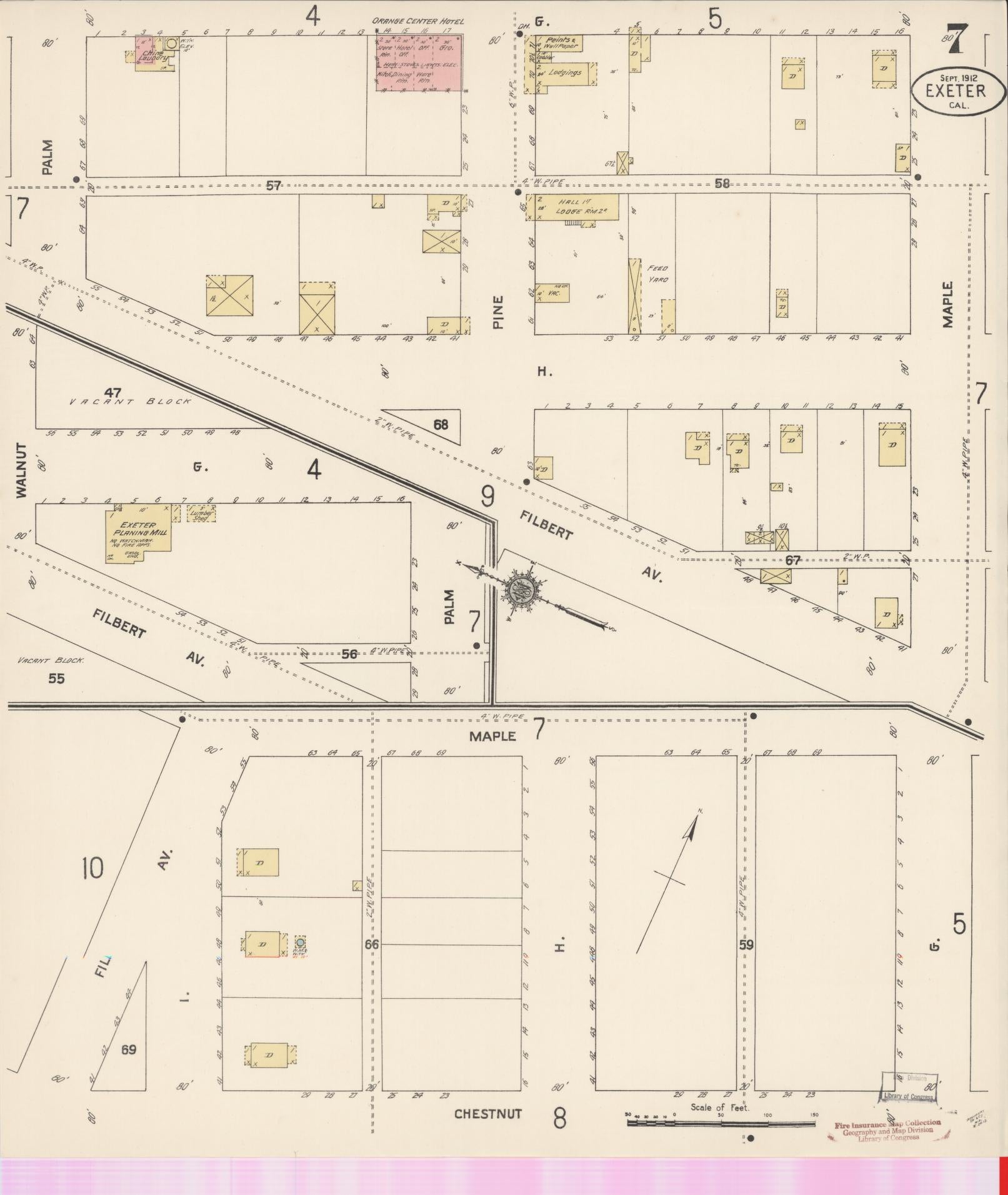 Sanborn Fire Insurance Map from Exeter, Tulare County, California (1912), Sheet #0007 - Historic Sanborn Fire Insurance Map Print, vintage old map wall art, antique decor, genealogy gift, California California map