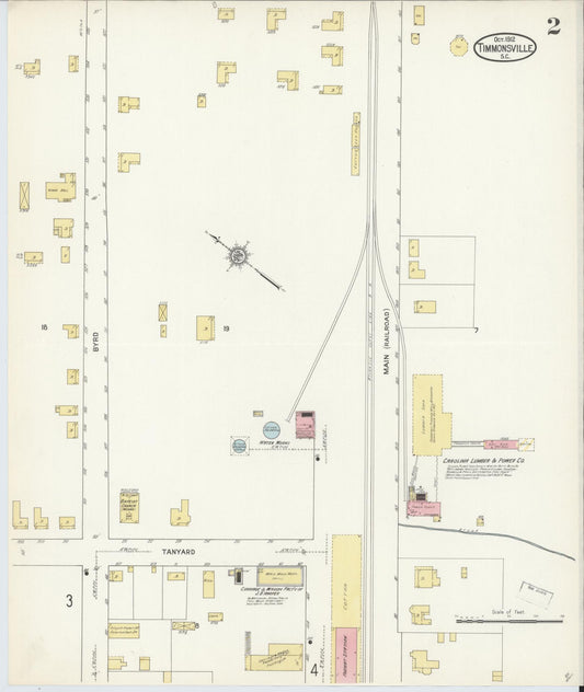 Sanborn Fire Insurance Map from Timmonsville, Florence County, South Carolina (1912), Sheet #0002 - Historic Sanborn Fire Insurance Map Print, vintage old map wall art, antique decor, genealogy gift, South Carolina South Carolina map