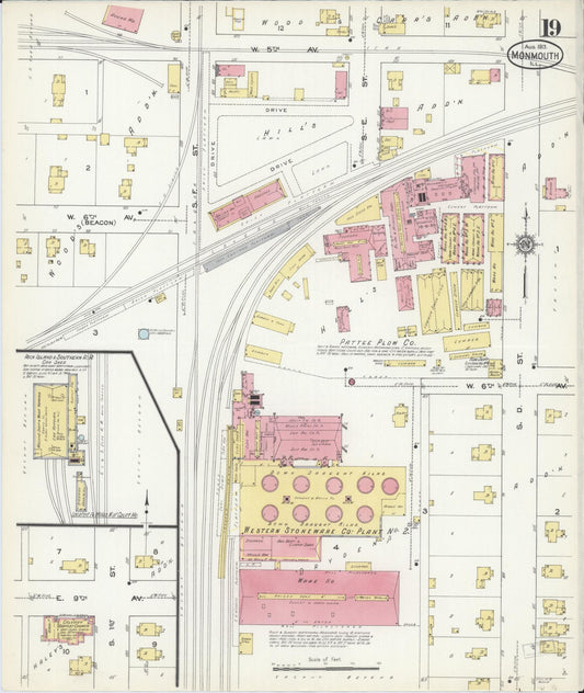 Sanborn Fire Insurance Map from Monmouth, Warren County, Illinois (1913), Sheet #0019 - Historic Sanborn Fire Insurance Map Print, vintage old map wall art, antique decor, genealogy gift, Illinois Illinois map