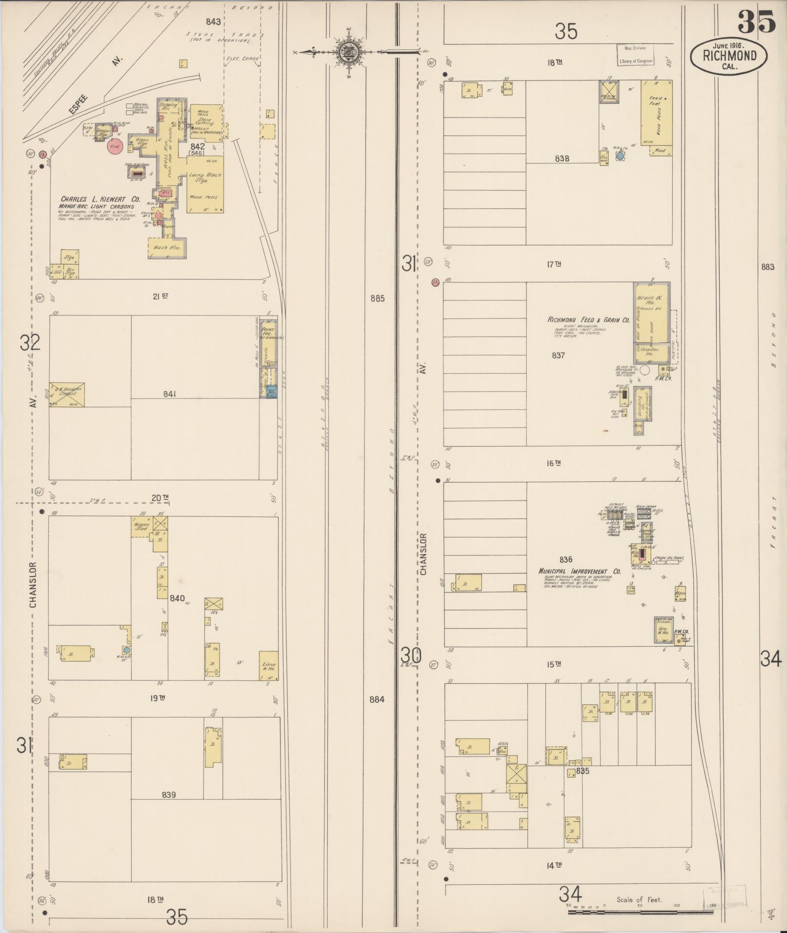 Sanborn Fire Insurance Map from Richmond, Contra Costa County, California (1916), Sheet #0035 - Complete Map Set gallery image, historic Sanborn map, vintage wall art, California California