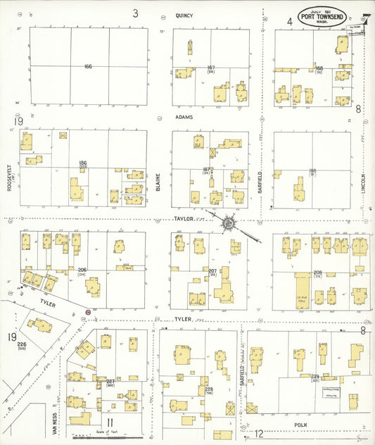 Sanborn Fire Insurance Map from Port Townsend, Jefferson County, Washington (1911), Sheet #0007 - Historic Sanborn Fire Insurance Map Print, vintage old map wall art, antique decor, genealogy gift, Washington Washington map