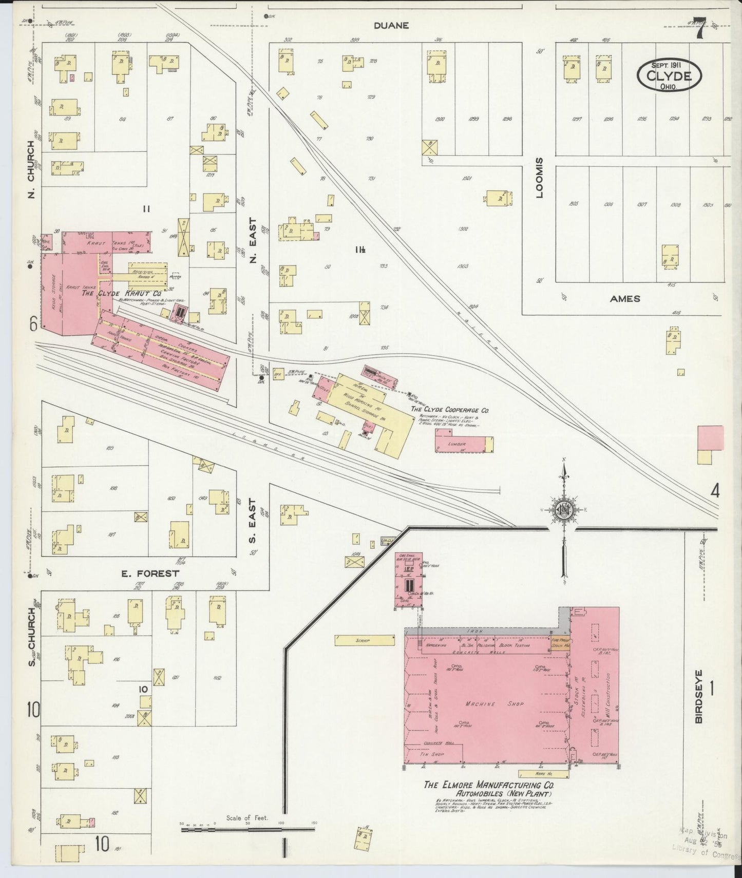 Sanborn Fire Insurance Map from Clyde, Sandusky County, Ohio (1911), Sheet #0007 - Historic Sanborn Fire Insurance Map Print, vintage old map wall art, antique decor, genealogy gift, Ohio Ohio map