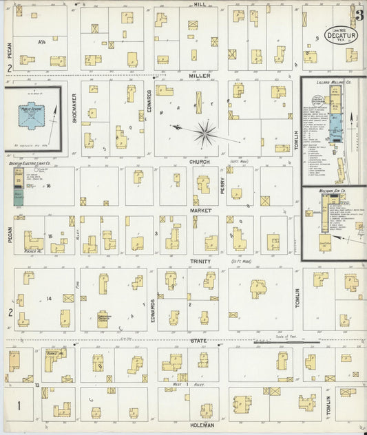 Sanborn Fire Insurance Map from Decatur, Wise County, Texas (1902), Sheet #0003 - Historic Sanborn Fire Insurance Map Print, vintage old map wall art, antique decor, genealogy gift, Texas Texas map