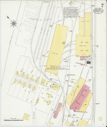 Sanborn Fire Insurance Map from Franklin, Independent Cities, Virginia (1907), Sheet #0007 - Complete Map Set gallery image, historic Sanborn map, vintage wall art, Virginia Virginia