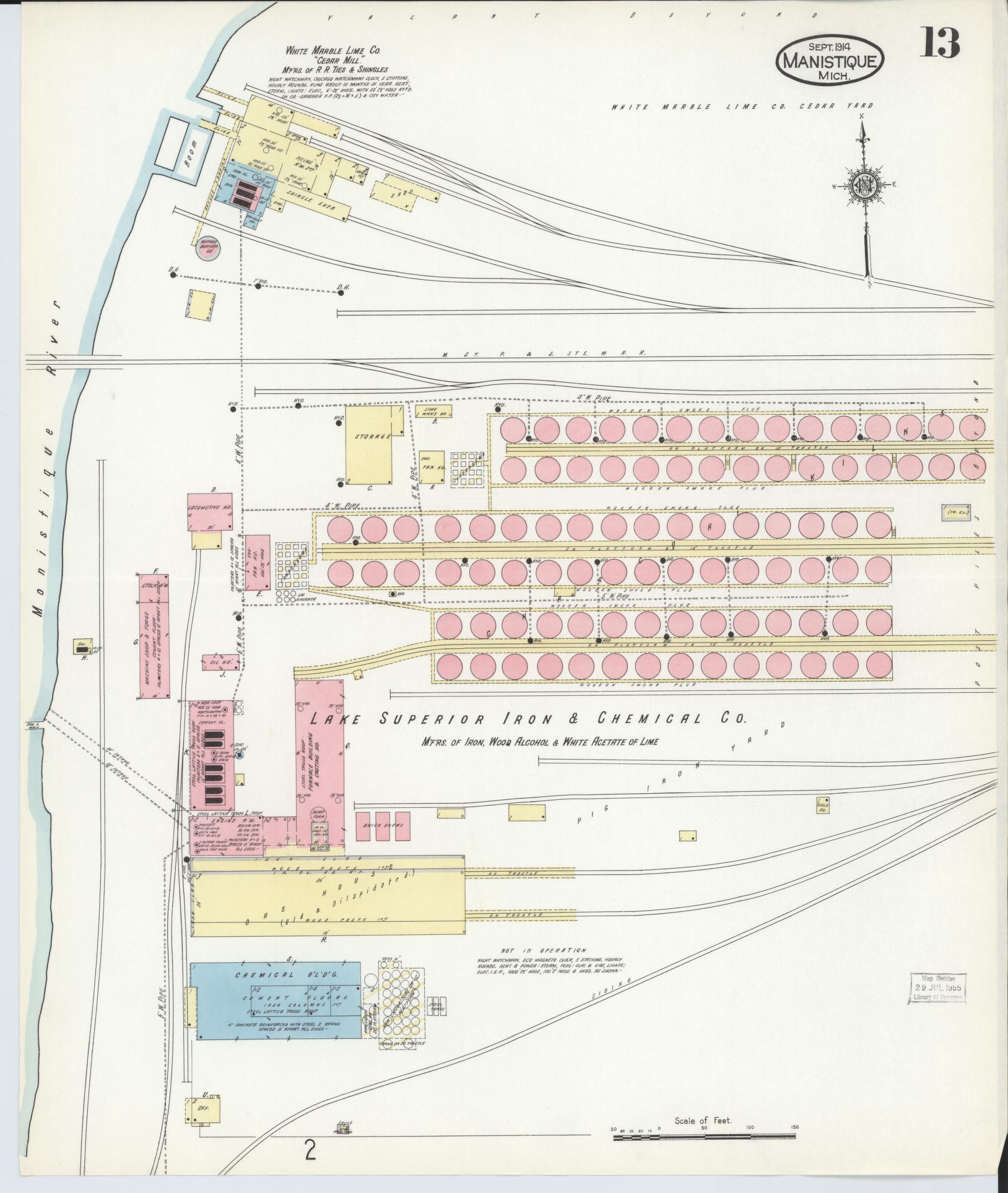 Sanborn Fire Insurance Map from Manistique, Schoolcraft County, Michigan (1914), Sheet #0013 - Complete Map Set gallery image, historic Sanborn map, vintage wall art, Michigan Michigan