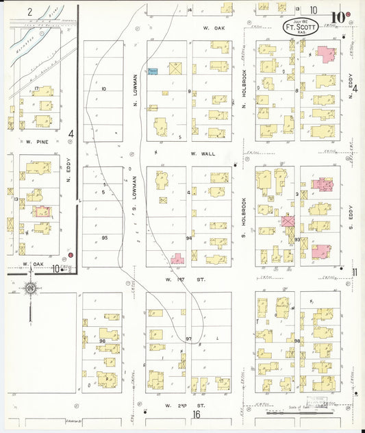 Sanborn Fire Insurance Map from Fort Scott, Bourbon County, Kansas (1912), Sheet #0010 - Historic Sanborn Fire Insurance Map Print, vintage old map wall art, antique decor, genealogy gift, Kansas Kansas map