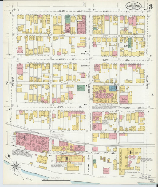Sanborn Fire Insurance Map from East Liverpool, Columbiana County, Ohio (1903), Sheet #0003 - Historic Sanborn Fire Insurance Map Print, vintage old map wall art, antique decor, genealogy gift, Ohio Ohio map