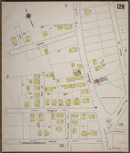 Sanborn Fire Insurance Map from Worcester, Worcester County, Massachusetts (1910), Sheet #0128 - Historic Sanborn Fire Insurance Map Print, vintage old map wall art, antique decor, genealogy gift, Massachusetts Massachusetts map