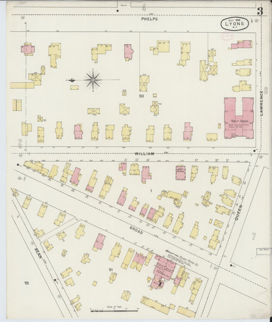 Sanborn Fire Insurance Map from Lyons, Wayne County, New York (1894), Sheet #0003 - Historic Sanborn Fire Insurance Map Print, vintage old map wall art, antique decor, genealogy gift, New York New York map