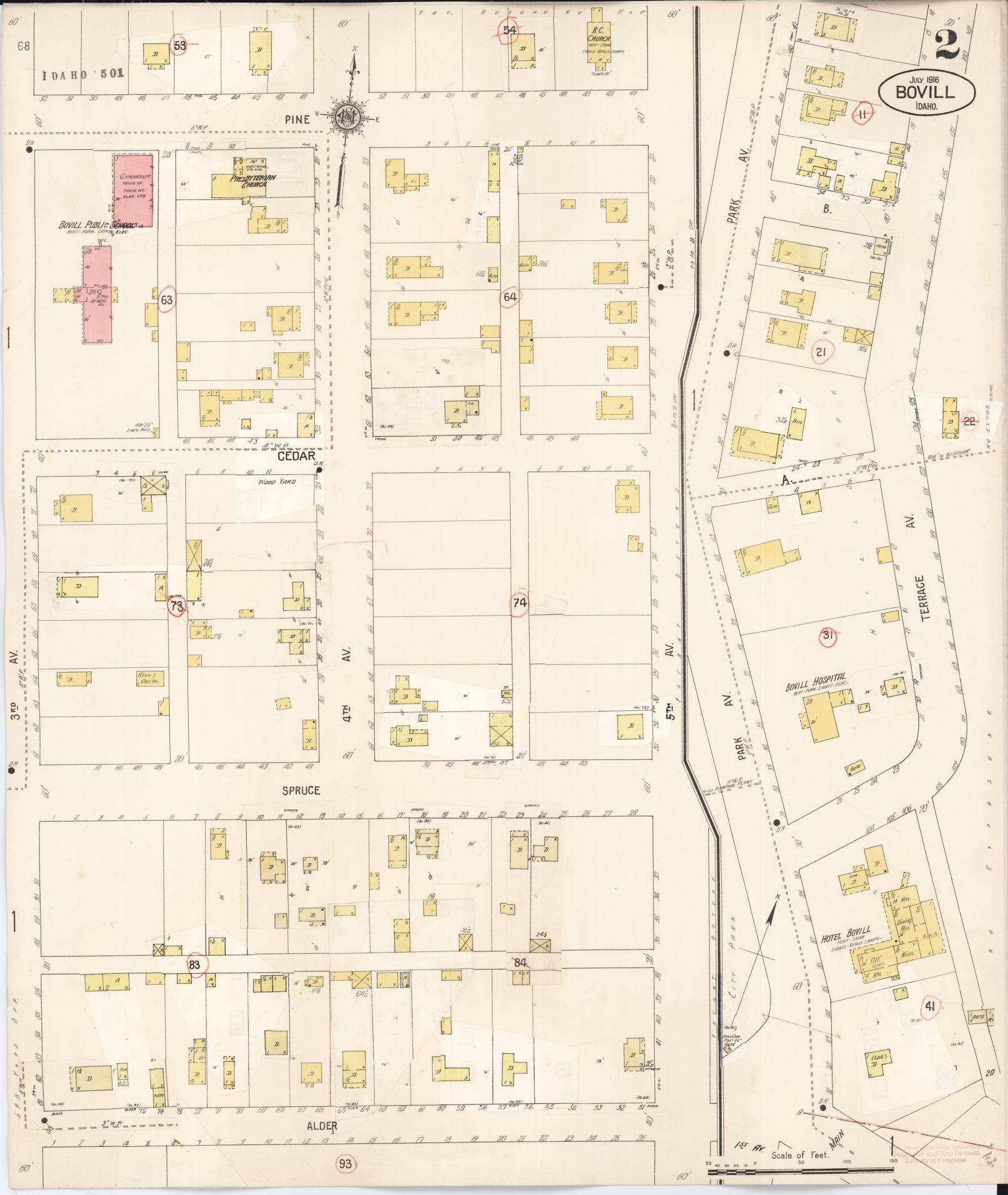 Sanborn Fire Insurance Map from Bovill, Latah County, Idaho (1928), Sheet #0002 - Historic Sanborn Fire Insurance Map Print, vintage old map wall art, antique decor, genealogy gift, Idaho Idaho map
