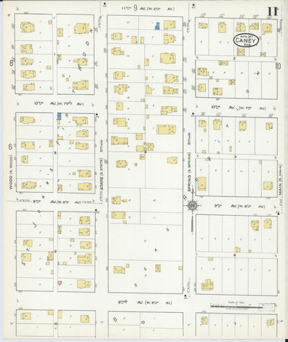 Sanborn Fire Insurance Map from Caney, Montgomery County, Kansas (1917), Sheet #0011 - Complete Map Set gallery image, historic Sanborn map, vintage wall art, Kansas Kansas