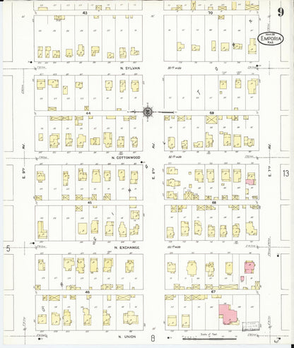 Sanborn Fire Insurance Map from Emporia, Lyon County, Kansas (1911), Sheet #0009 - Complete Map Set gallery image, historic Sanborn map, vintage wall art, Kansas Kansas