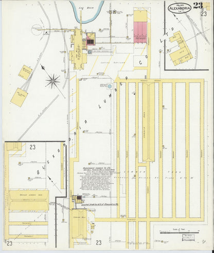 Sanborn Fire Insurance Map from Alexandria, Rapides Parish, Louisiana (1909), Sheet #0023 - Complete Map Set gallery image, historic Sanborn map, vintage wall art, Louisiana Louisiana