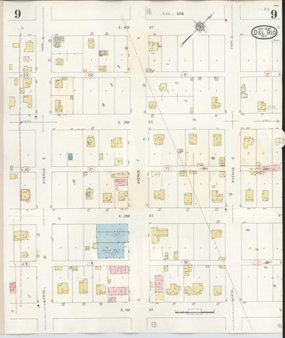 Sanborn Fire Insurance Map from Del Rio, Val Verde County, Texas (1948), Sheet #0009 - Complete Map Set gallery image, historic Sanborn map, vintage wall art, Texas Texas