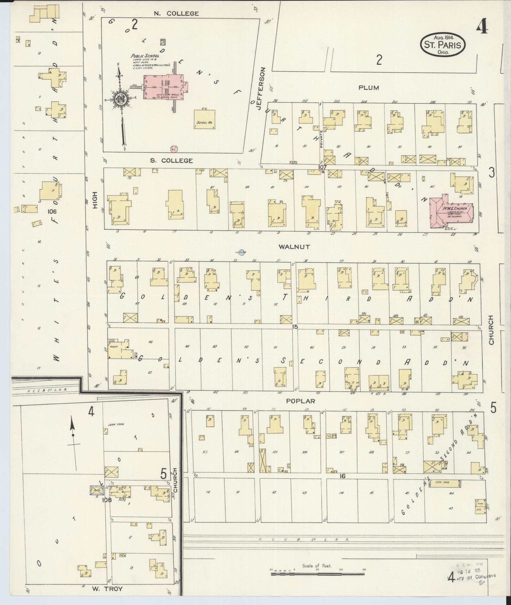 Sanborn Fire Insurance Map from Saint Paris, Champaign County, Ohio (1914), Sheet #0004 - Complete Map Set gallery image, historic Sanborn map, vintage wall art, Ohio Ohio