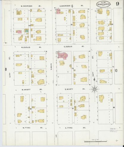 Sanborn Fire Insurance Map from Kingfisher, Kingfisher County, Oklahoma (1904), Sheet #0009 - Complete Map Set gallery image, historic Sanborn map, vintage wall art, Oklahoma Oklahoma