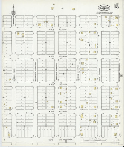 Sanborn Fire Insurance Map from Plainview, Hale County, Texas (1921), Sheet #0015 - Complete Map Set gallery image, historic Sanborn map, vintage wall art, Texas Texas