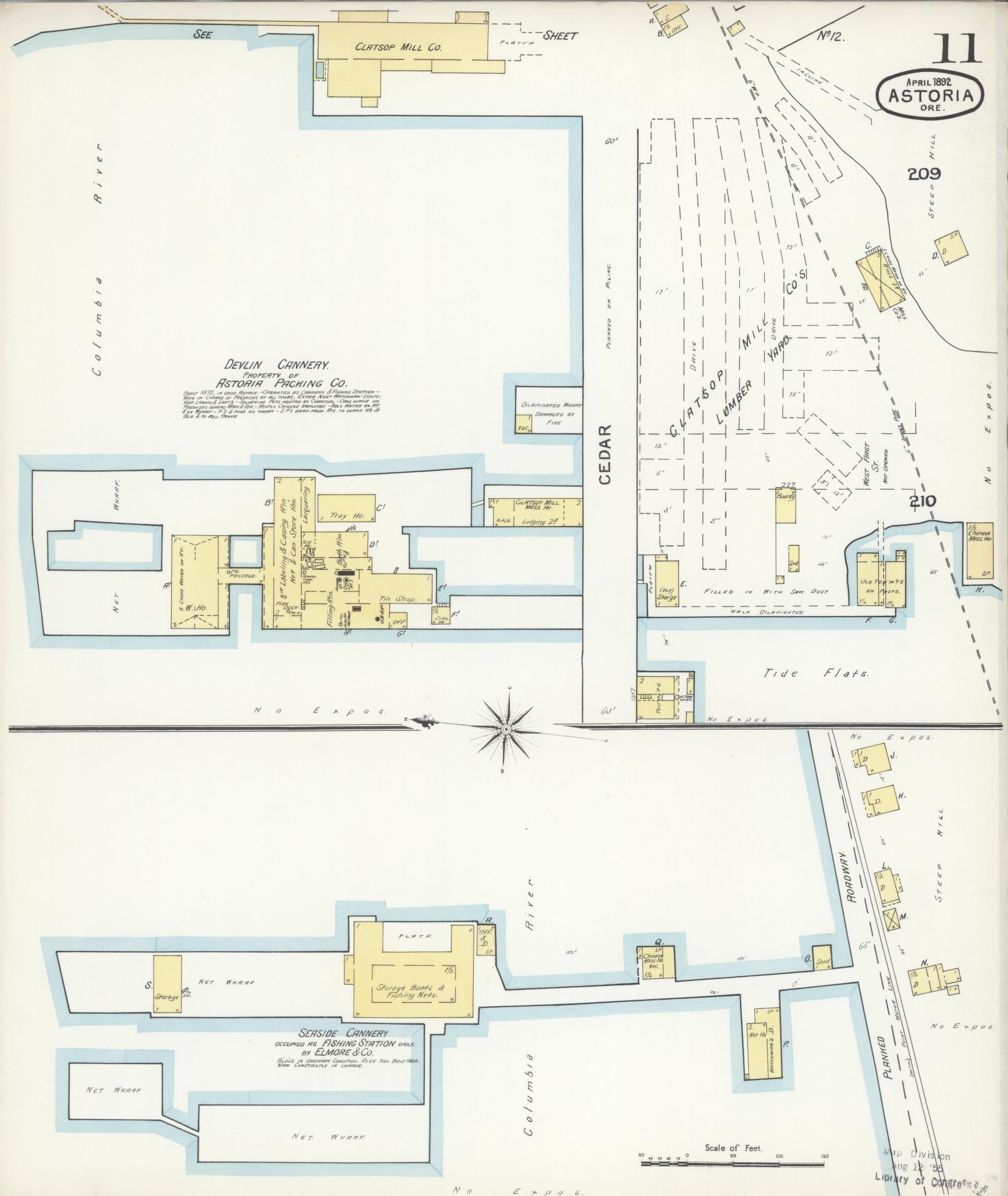 Sanborn Fire Insurance Map from Astoria, Clatsop County, Oregon (1892), Sheet #0011 - Complete Map Set gallery image, historic Sanborn map, vintage wall art, Oregon Oregon
