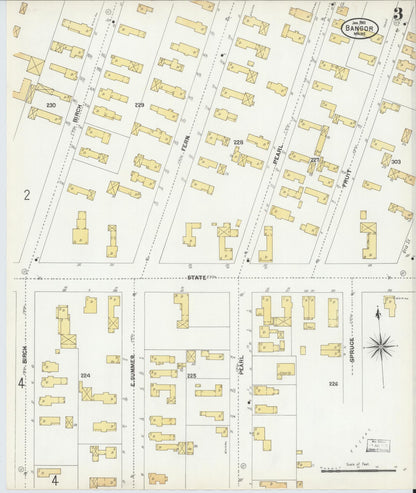 Sanborn Fire Insurance Map from Bangor, Penobscot County, Maine (1901), Sheet #0003 - Complete Map Set gallery image, historic Sanborn map, vintage wall art, Maine Maine