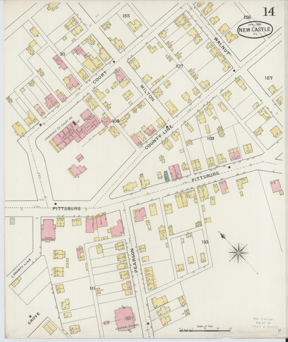 Sanborn Fire Insurance Map from New Castle, Lawrence County, Pennsylvania (1894), Sheet #0014 - Complete Map Set gallery image, historic Sanborn map, vintage wall art, Pennsylvania Pennsylvania