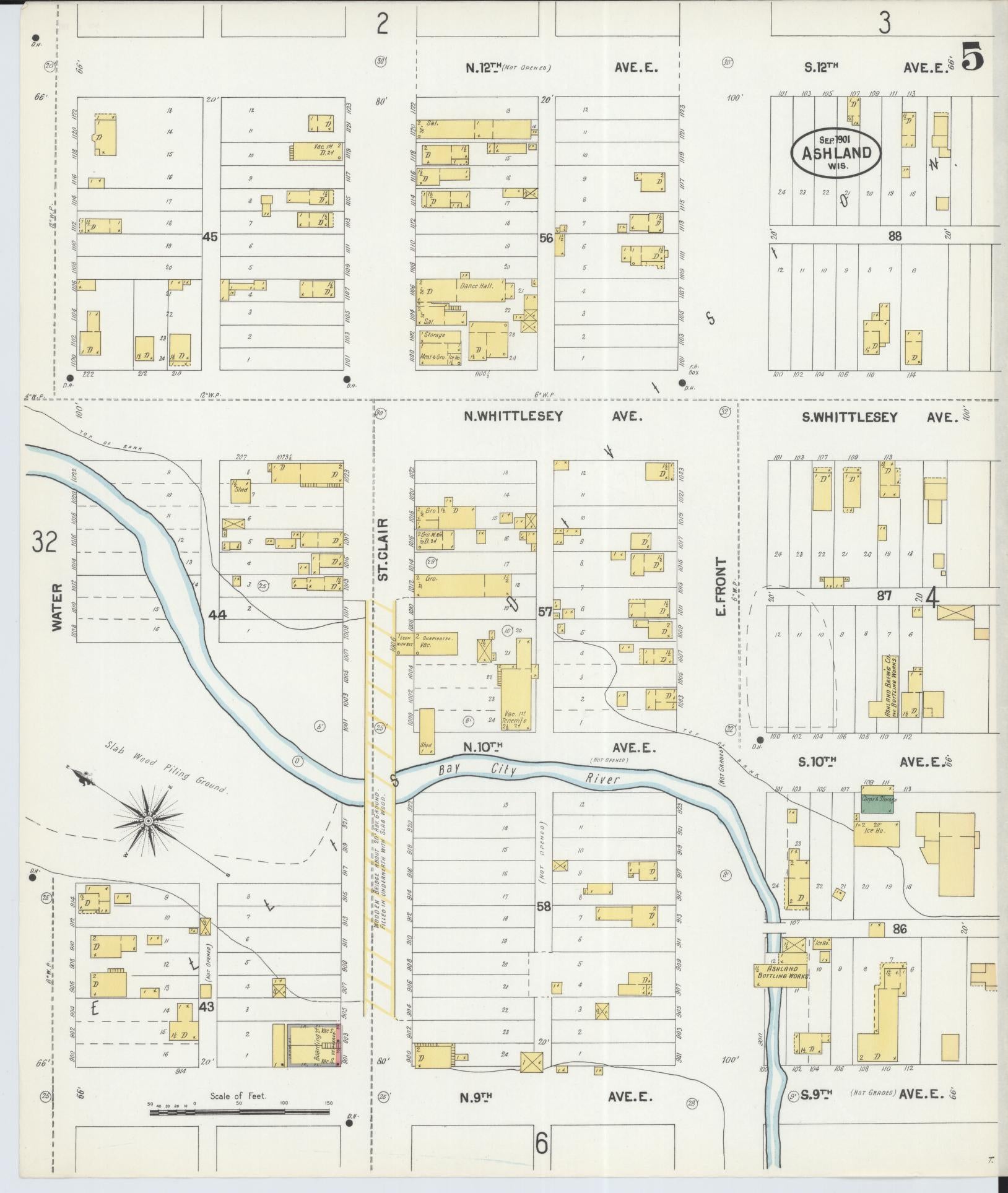 Sanborn Fire Insurance Map from Ashland, Ashland County, Wisconsin (1901), Sheet #0005 - Complete Map Set gallery image, historic Sanborn map, vintage wall art, Wisconsin Wisconsin