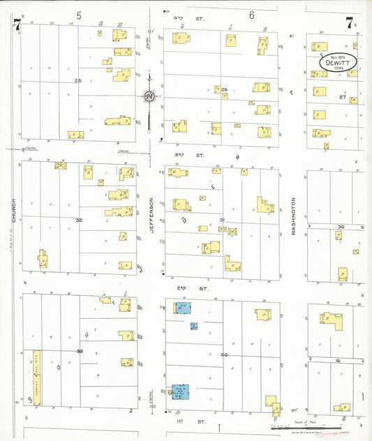 Sanborn Fire Insurance Map from De Witt, Clinton County, Iowa (1926), Sheet #0007 - Historic Sanborn Fire Insurance Map Print, vintage old map wall art