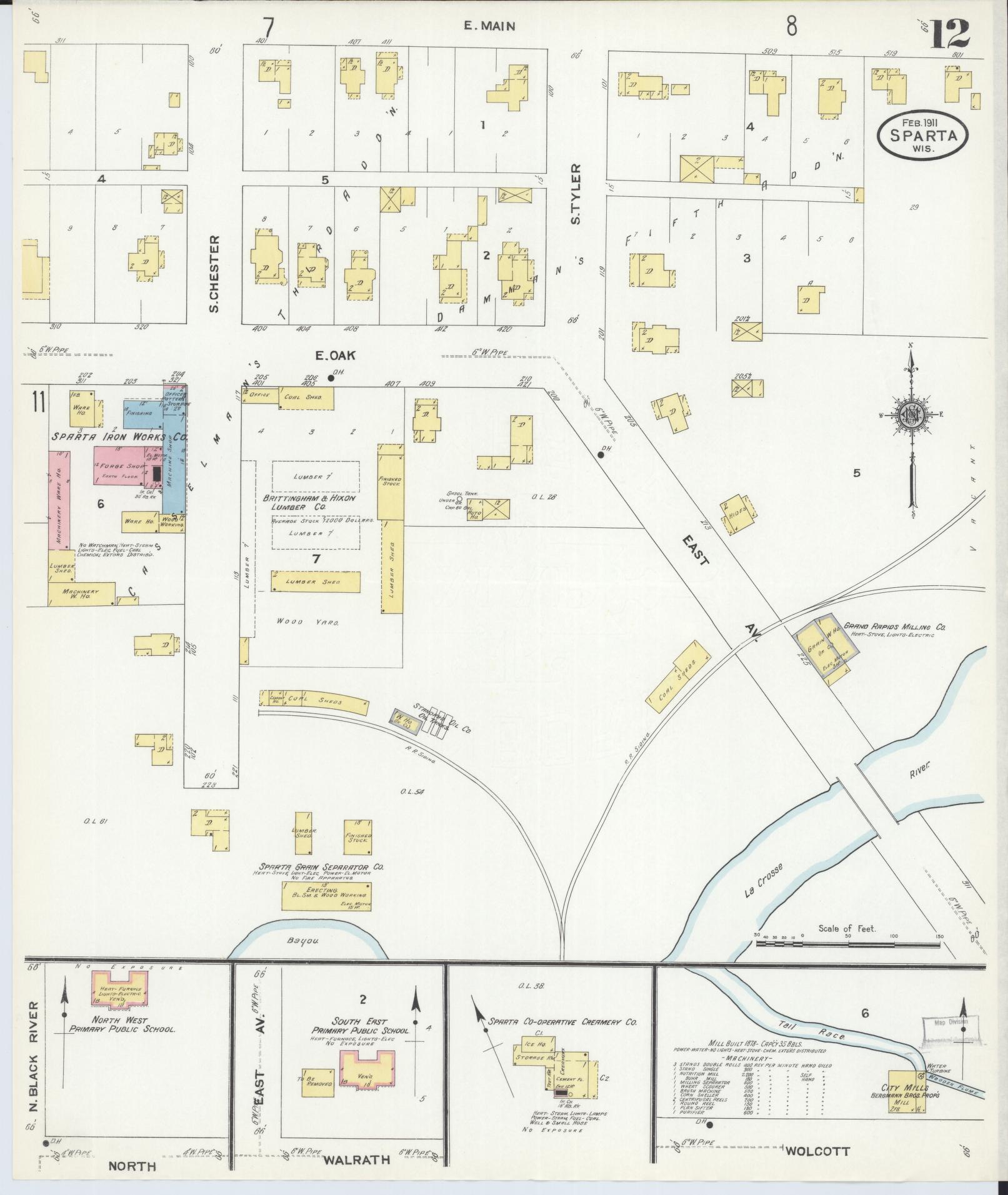 Sanborn Fire Insurance Map from Sparta, Monroe County, Wisconsin (1911), Sheet #0012 - Complete Map Set gallery image, historic Sanborn map, vintage wall art, Wisconsin Wisconsin