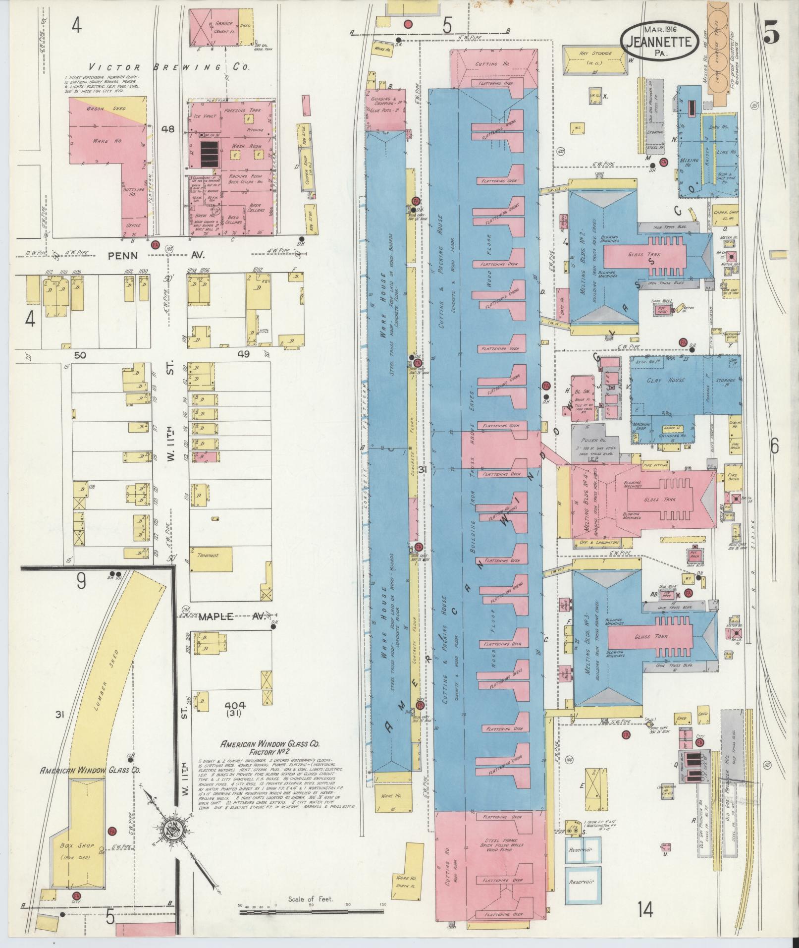 Sanborn Fire Insurance Map from Jeannette, Westmoreland County, Pennsylvania (1916), Sheet #0005 - Complete Map Set gallery image, historic Sanborn map, vintage wall art, Pennsylvania Pennsylvania
