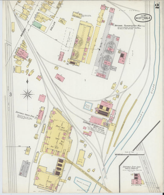 Sanborn Fire Insurance Map from Scottdale, Westmoreland County, Pennsylvania (1897), Sheet #0002 - Historic Sanborn Fire Insurance Map Print, vintage old map wall art, antique decor, genealogy gift, Pennsylvania Pennsylvania map