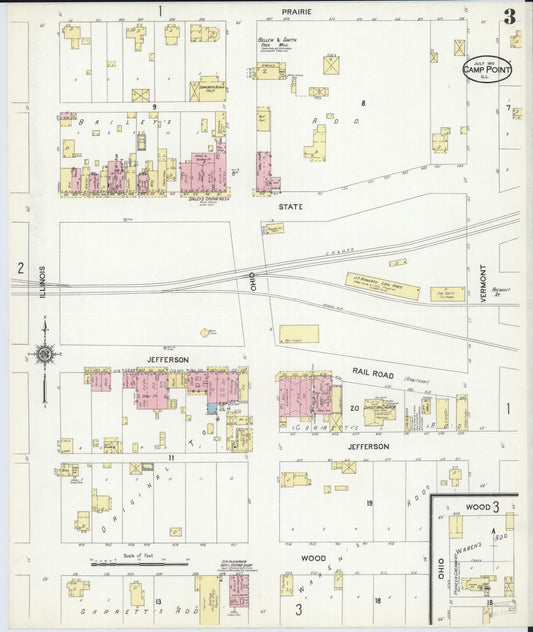 Sanborn Fire Insurance Map from Camp Point, Adams County, Illinois (1910), Sheet #0003 - Historic Sanborn Fire Insurance Map Print, vintage old map wall art, antique decor, genealogy gift, Illinois Illinois map