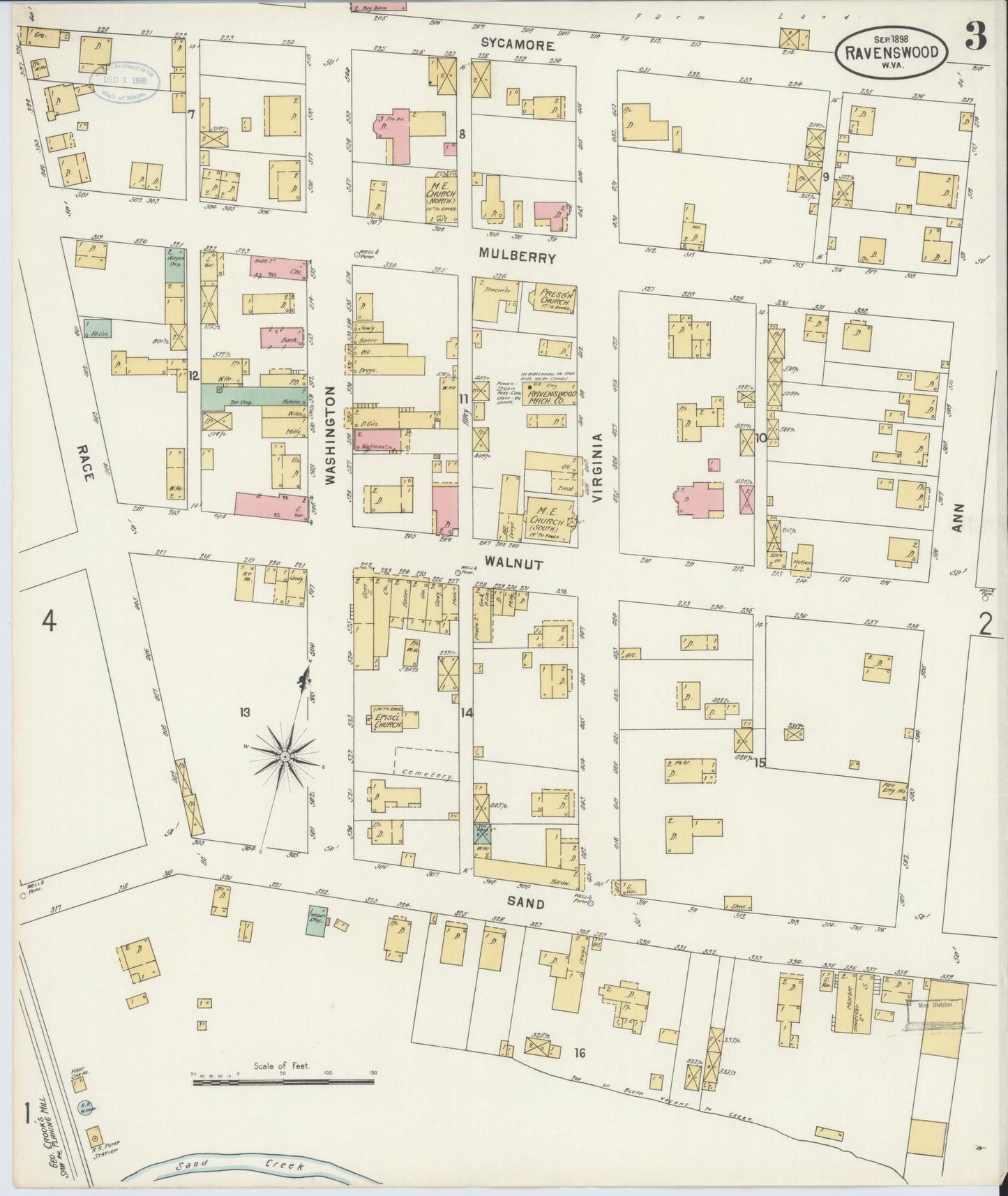 Sanborn Fire Insurance Map from Ravenswood, Jackson County, West Virginia (1898), Sheet #0003 - Complete Map Set gallery image, historic Sanborn map, vintage wall art, West Virginia West Virginia