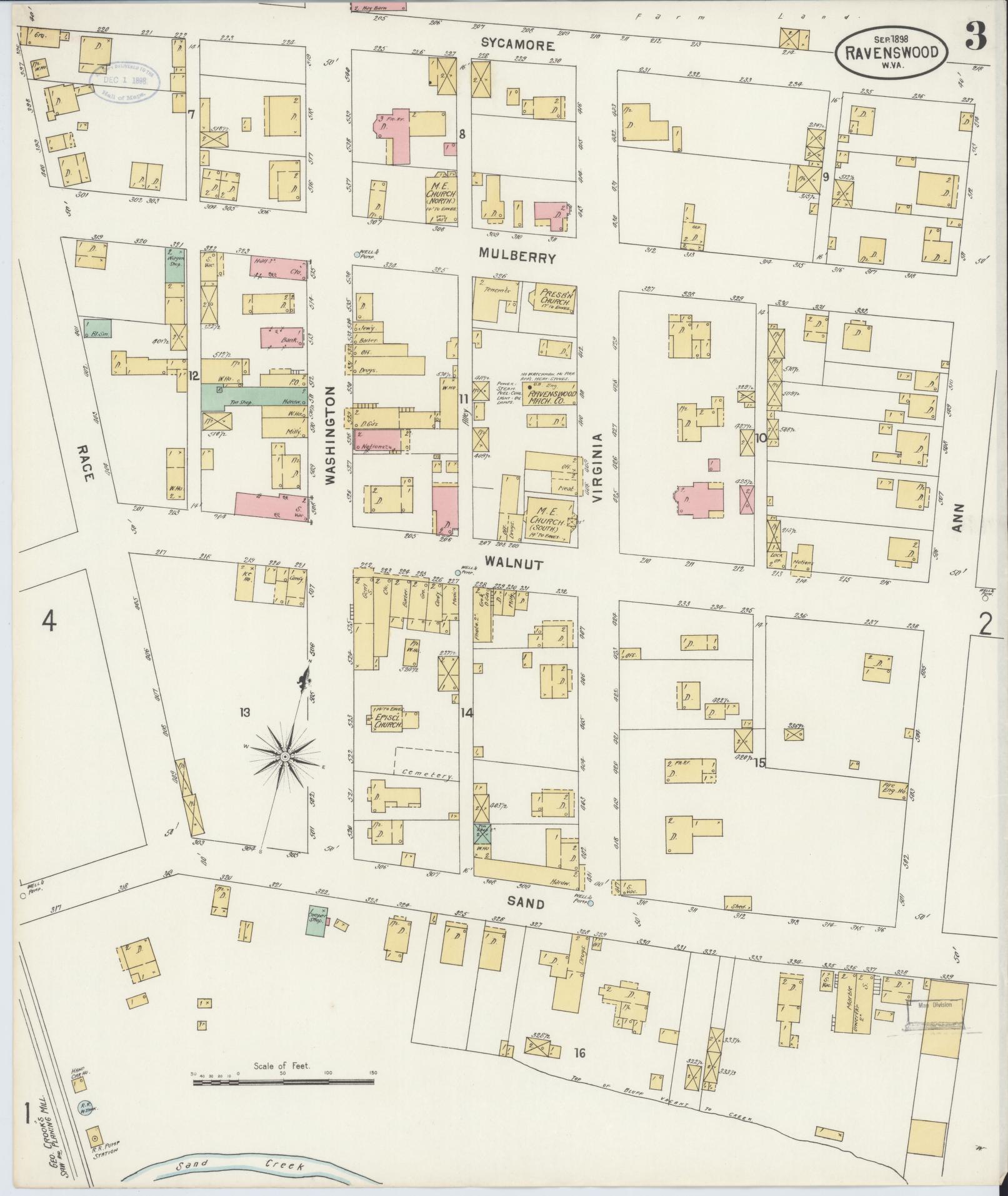 Sanborn Fire Insurance Map from Ravenswood, Jackson County, West Virginia (1898), Sheet #0003 - Complete Map Set gallery image, historic Sanborn map, vintage wall art, West Virginia West Virginia