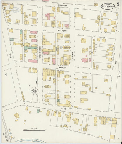 Sanborn Fire Insurance Map from Ravenswood, Jackson County, West Virginia (1898), Sheet #0003 - Complete Map Set gallery image, historic Sanborn map, vintage wall art, West Virginia West Virginia