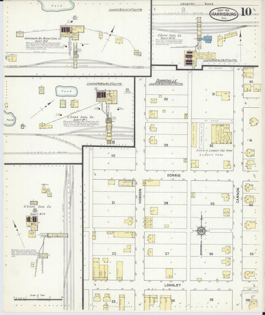 Sanborn Fire Insurance Map from Harrisburg, Saline County, Illinois (1913), Sheet #0010 - Historic Sanborn Fire Insurance Map Print, vintage old map wall art, antique decor, genealogy gift, Illinois Illinois map