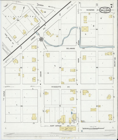 Sanborn Fire Insurance Map from Sallisaw, Sequoyah County, Oklahoma (1918), Sheet #0007 - Complete Map Set gallery image, historic Sanborn map, vintage wall art, Oklahoma Oklahoma
